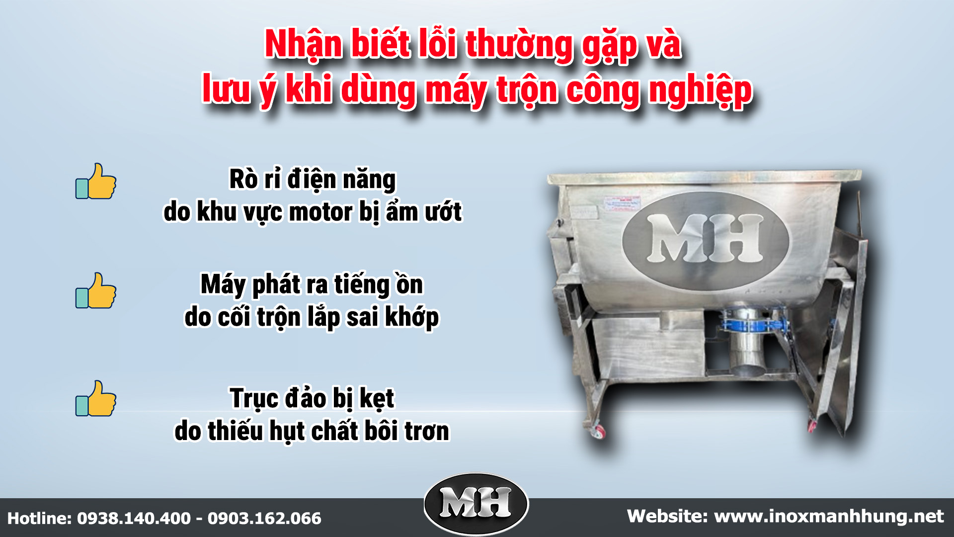 Nhận biết lỗi thường gặp và lưu ý khi dùng máy trộn công nghiệp