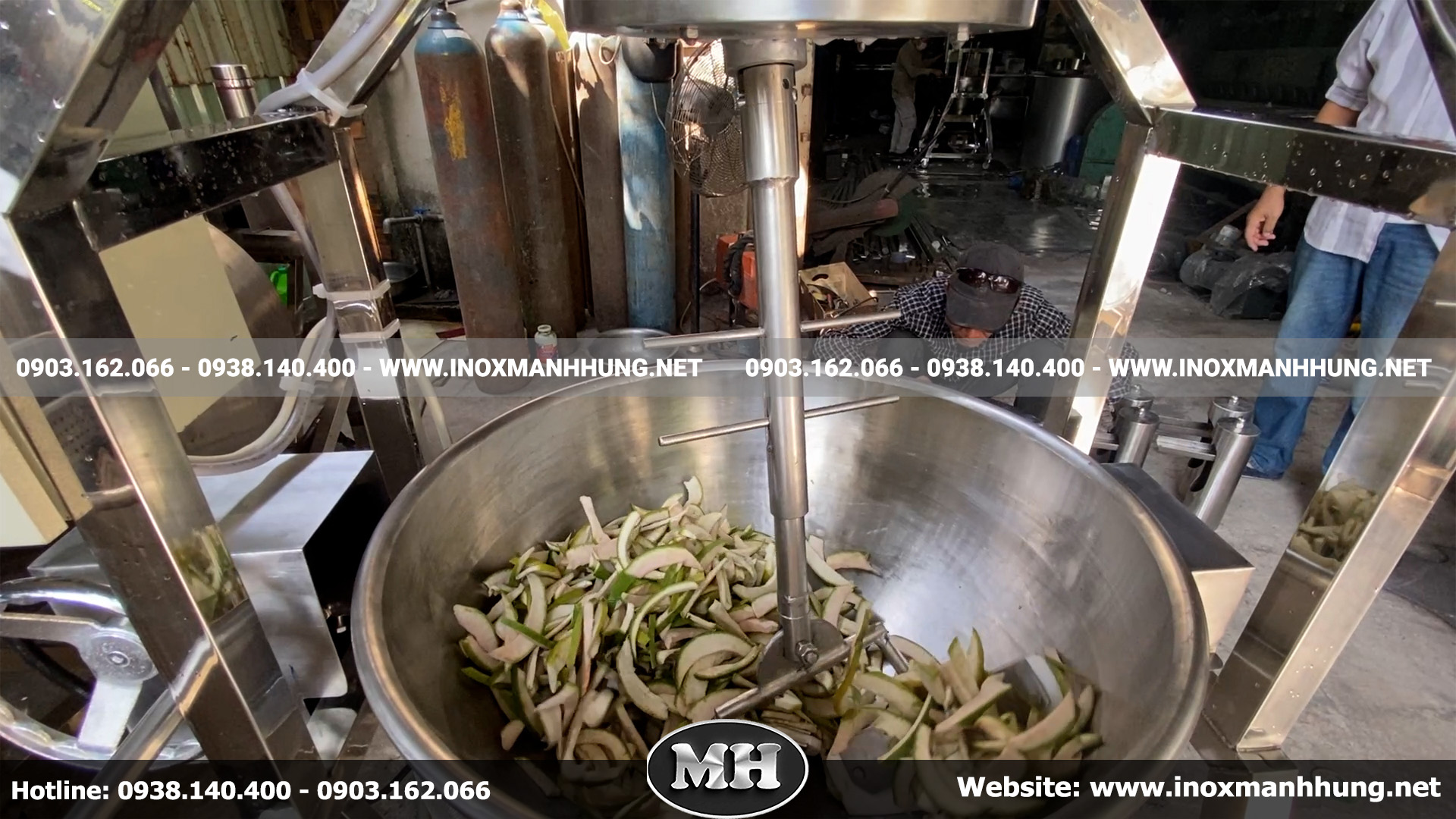 Chảo sên mứt dừa tự động được sản xuất tại Inox Mạnh Hưng