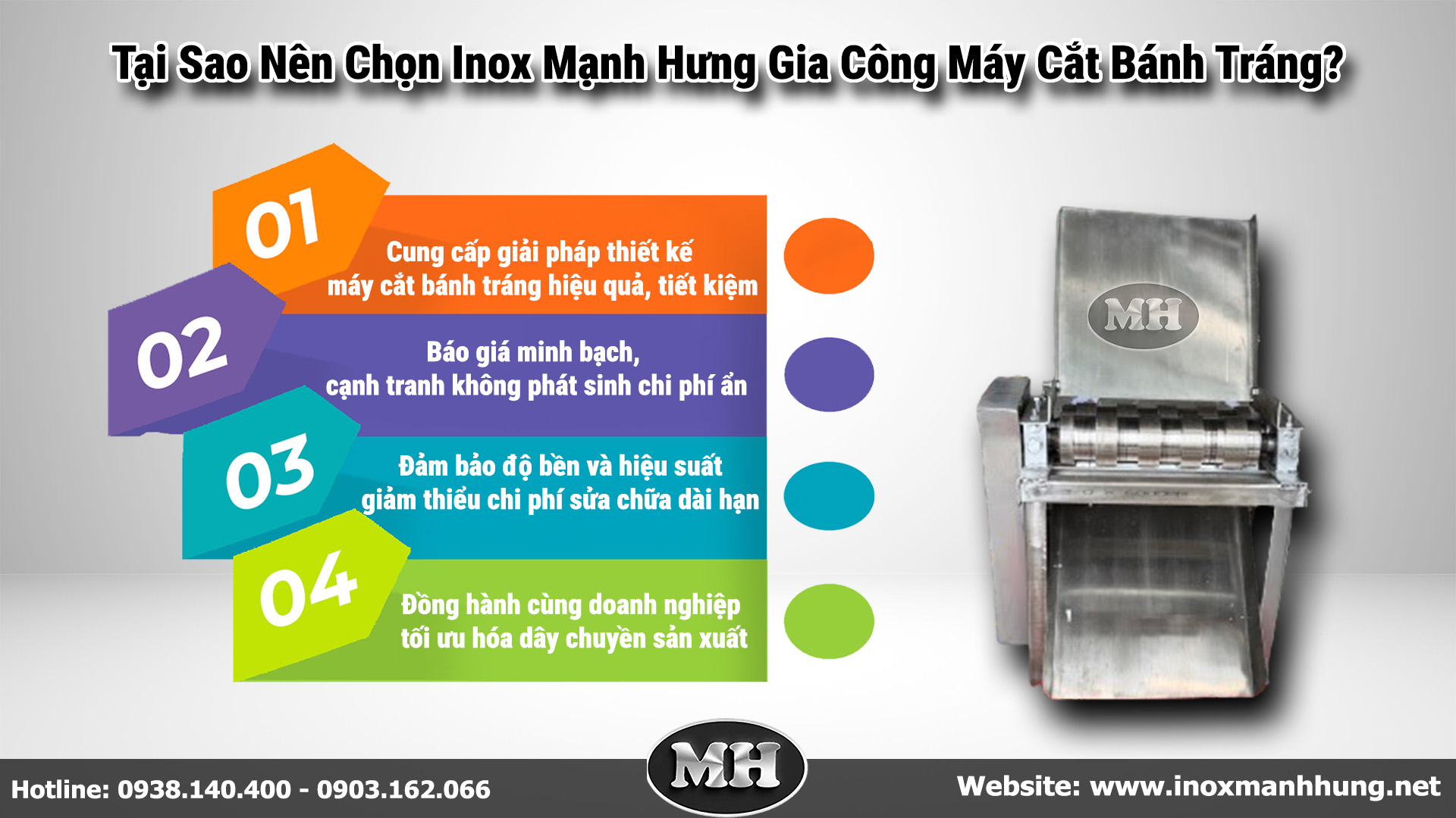 Inox Mạnh Hưng cung cấp giải pháp thiết kế máy cắt bánh tráng hiệu quả, đạt năng suất cao