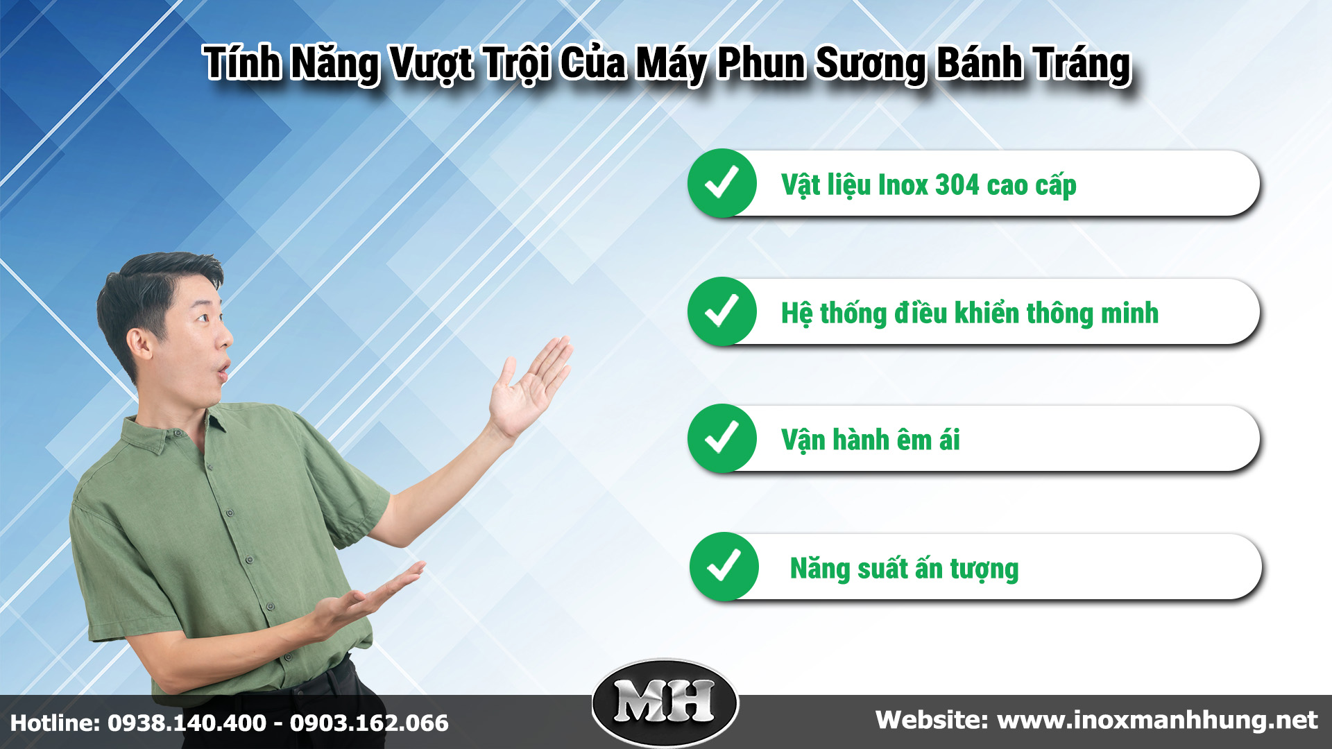 Một số tính năng vượt trội của máy phun sương bánh tráng mà Inox Mạnh Hưng sản xuất