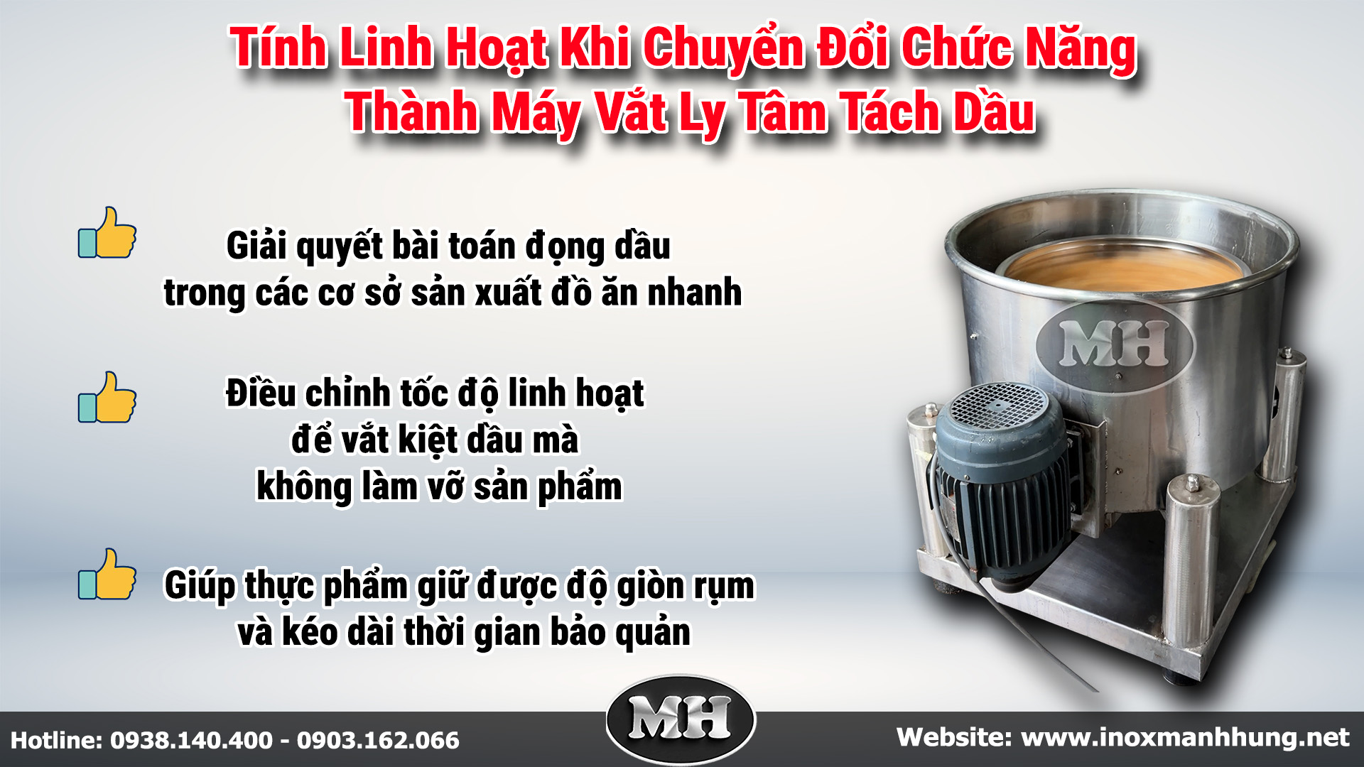 Tính Linh Hoạt Khi Chuyển Đổi Chức Năng Thành Máy Vắt Ly Tâm Tách Dầu
