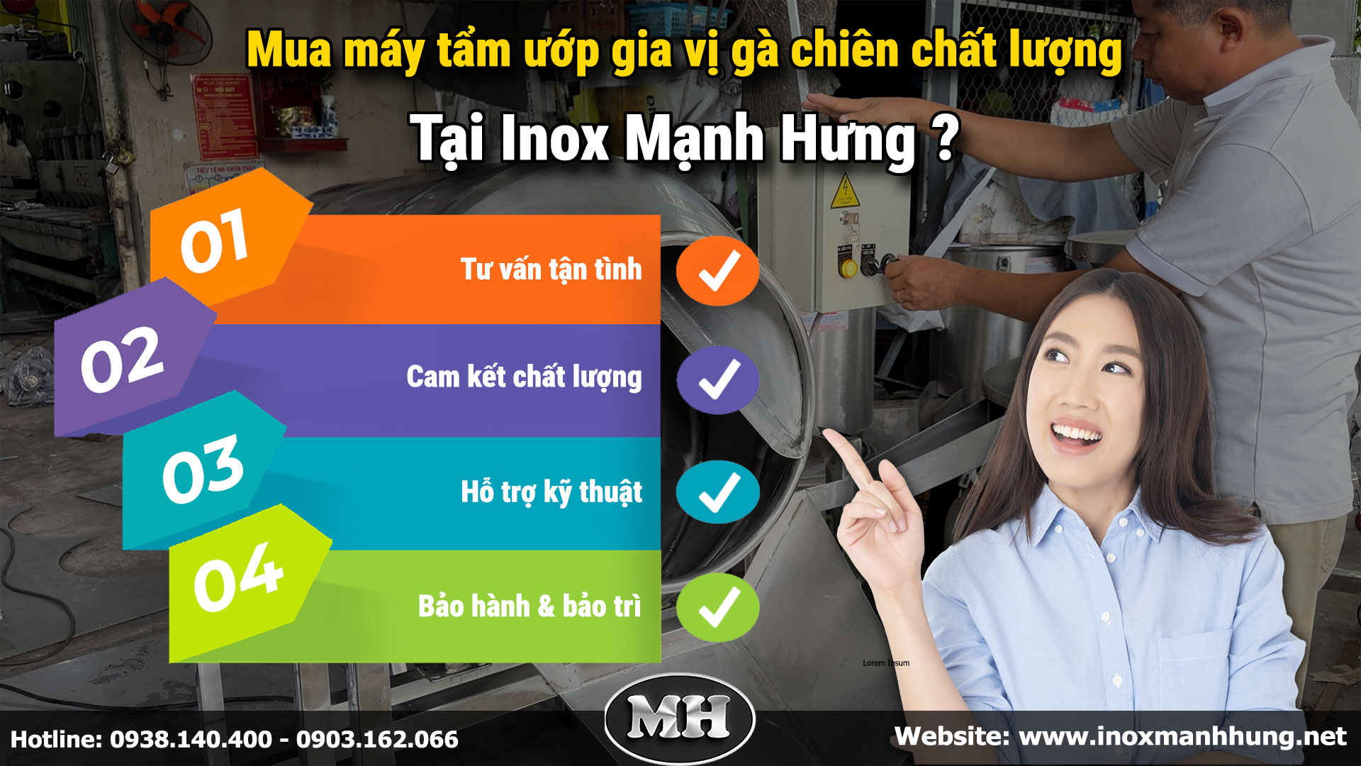 Mua máy tẩm ướp gia vị gà chiên chất lượng tại Inox Mạnh Hưng