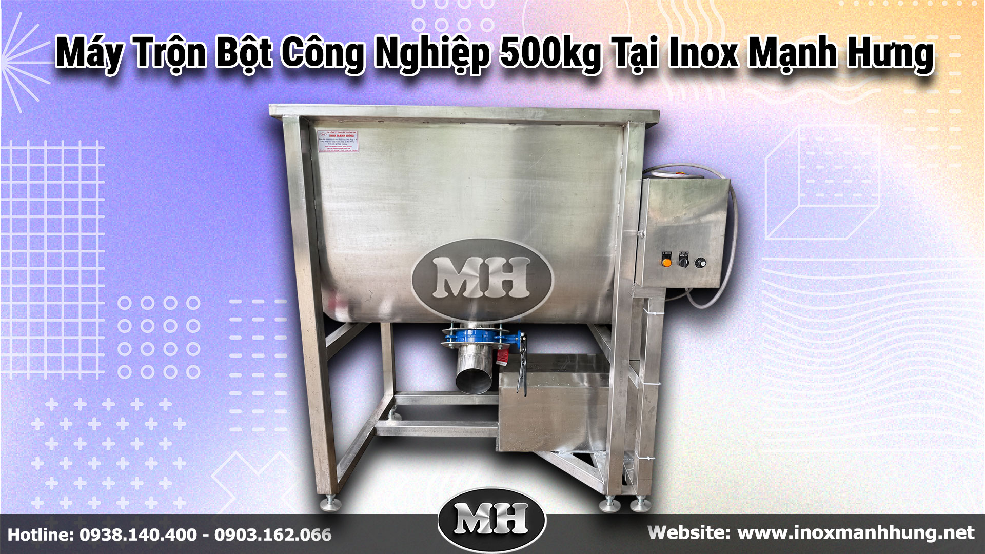 Báo giá máy trộn bột công nghiệp 500kg Inox Mạnh Hưng cao cấp