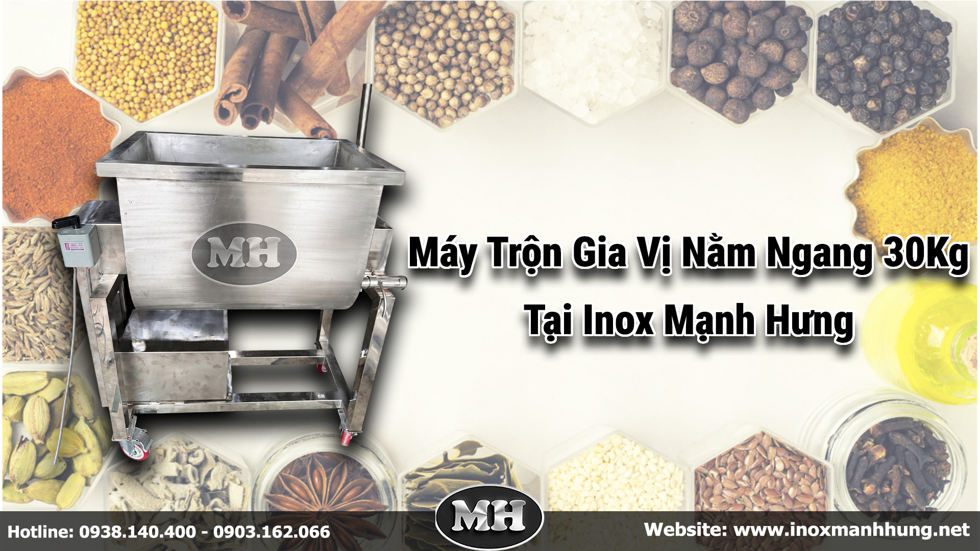Máy trộn gia vị nằm ngang được sản xuất tại Inox Mạnh Hưng