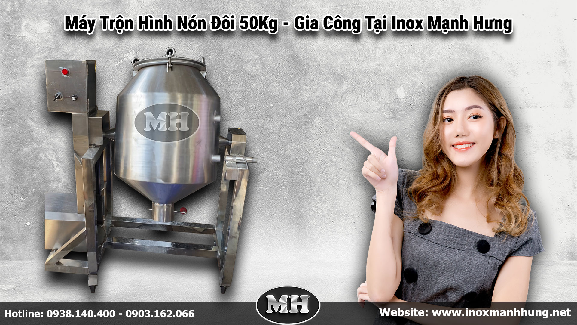 Máy trộn hình nón đôi được sản xuất tại Inox Mạnh Hưng