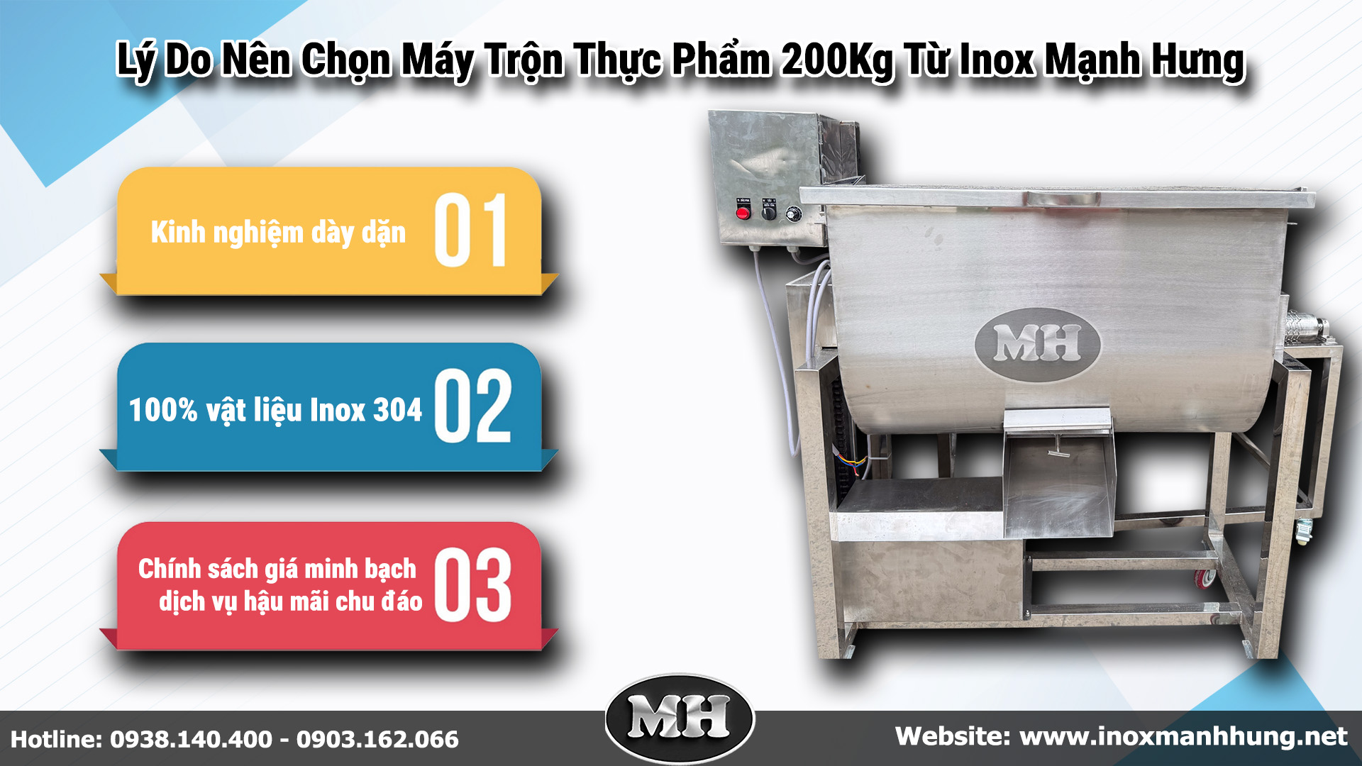 Lý Do Nên Chọn Máy Trộn Thực Phẩm 200Kg Từ Thương Hiệu Inox Mạnh Hưng