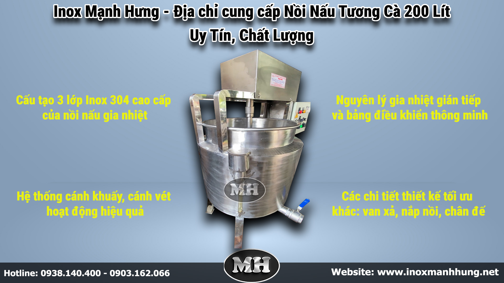 Cấu tạo của Nồi nấu tương cà 200 Lít Cấu tạo của Nồi nấu tương cà 200 Lít