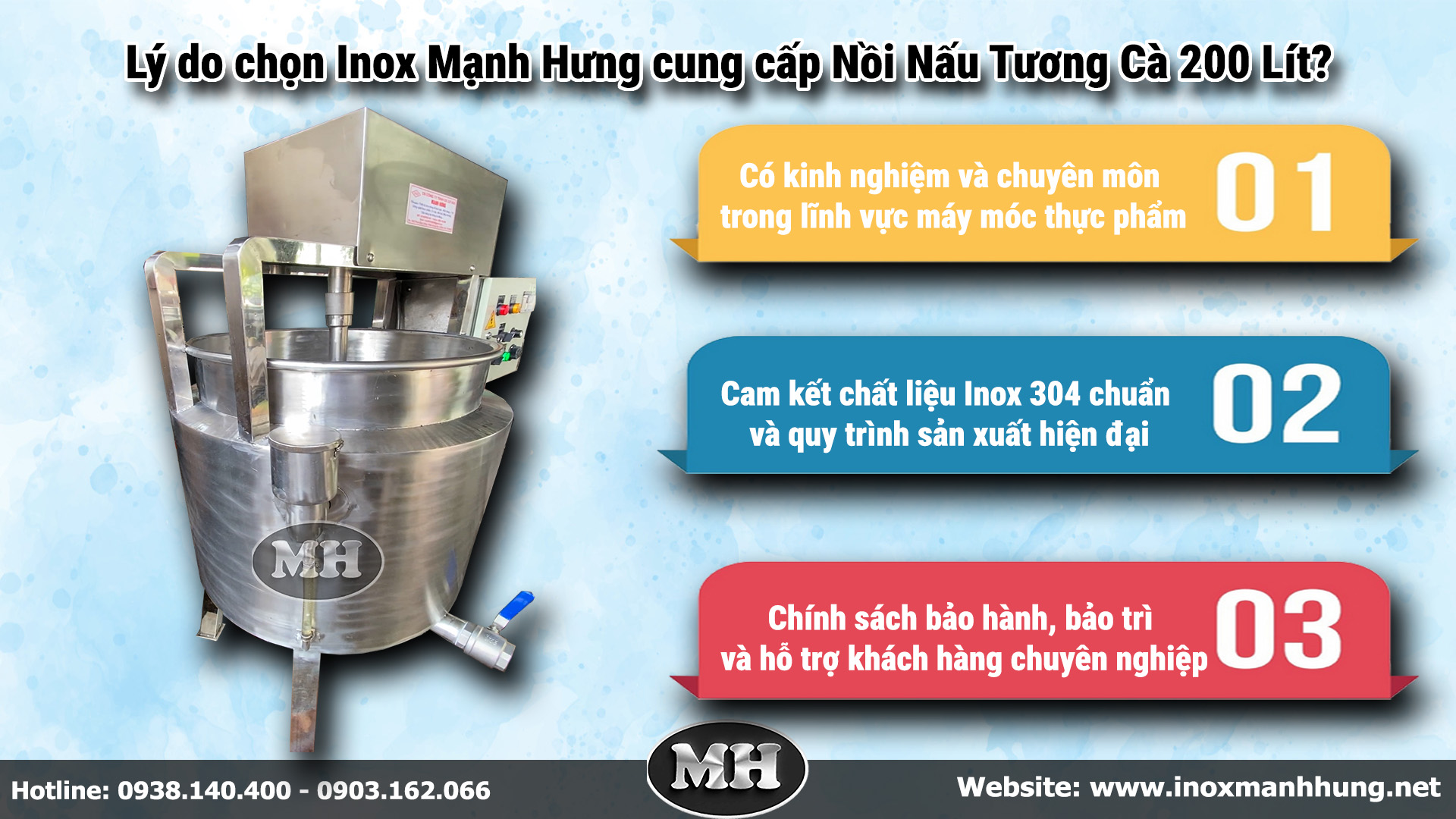 Lý do chọn Inox Mạnh Hưng cung cấp Nồi nấu Tương cà 200 Lít Lý do chọn Inox Mạnh Hưng cung cấp Nồi nấu Tương cà 200 Lít