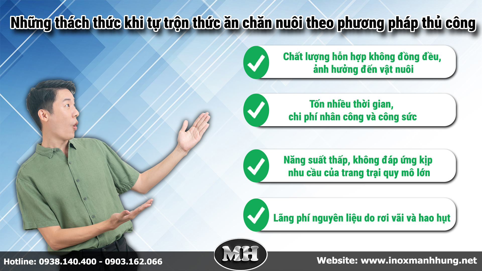 Những thách thức khi tự trộn thức ăn chăn nuôi theo phương pháp thủ công