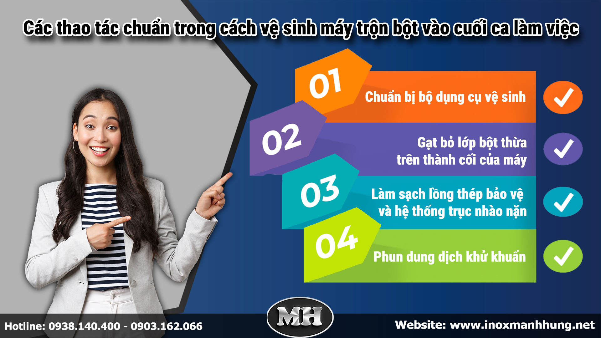Các thao tác chuẩn trong cách vệ sinh máy trộn bột vào cuối ca làm việc