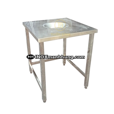 Bàn inox có lỗ xả rác Bàn inox có lỗ xả rác